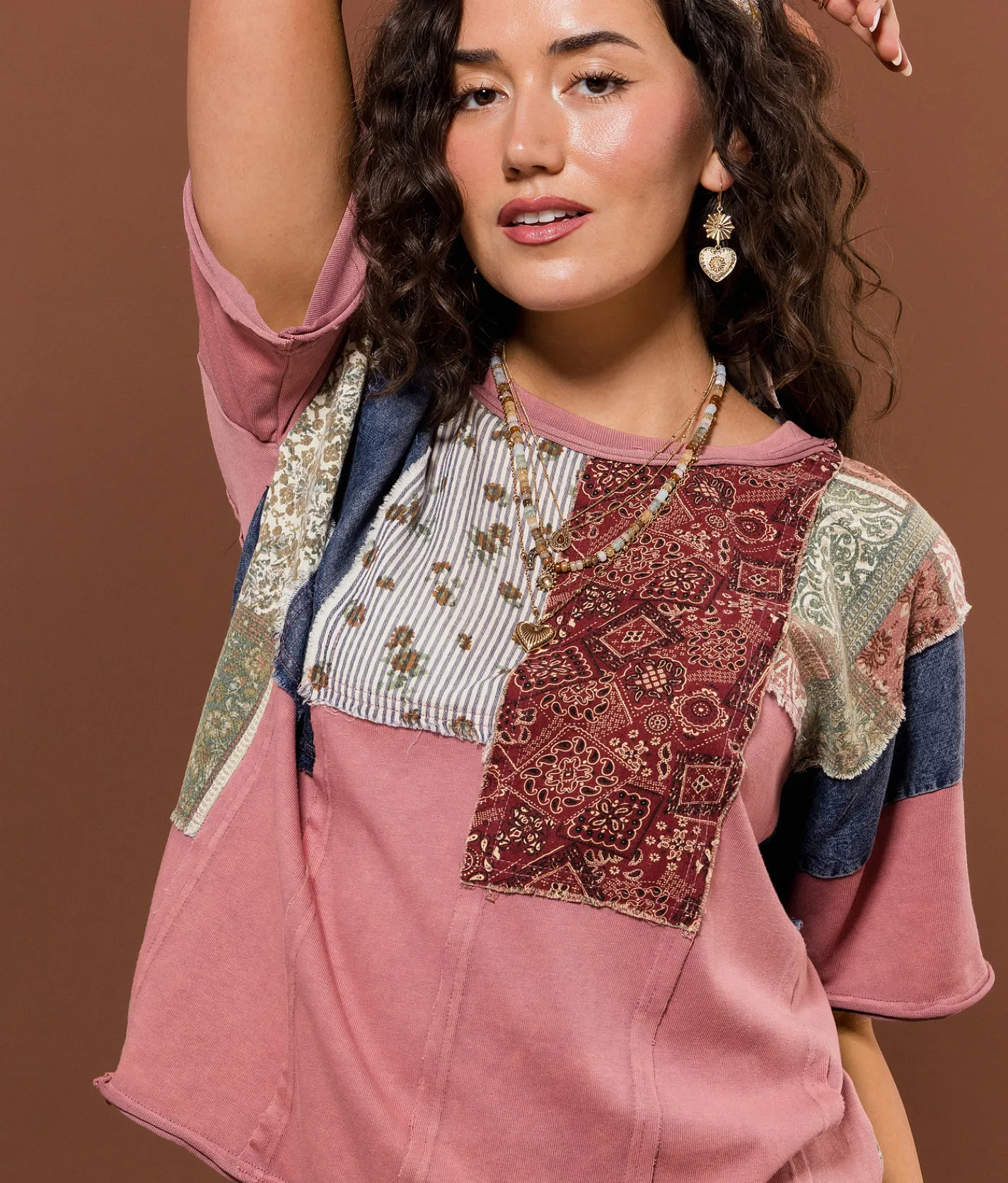 Tops | Gimmicks Pieced T-Shirt Pink Multi
