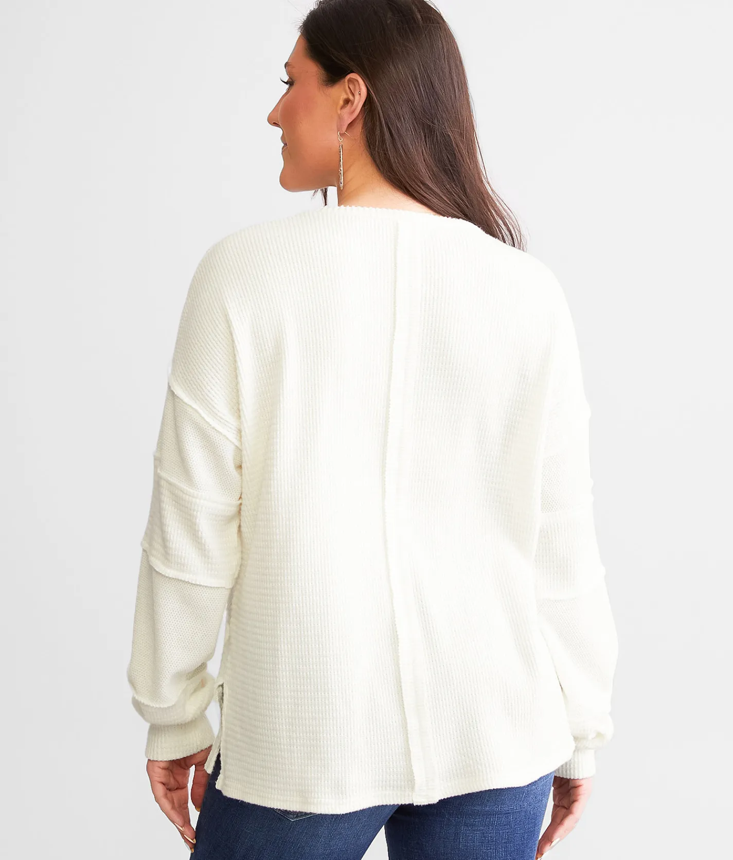 BKE Pieced Waffle Knit Top Apple Butter Outlet