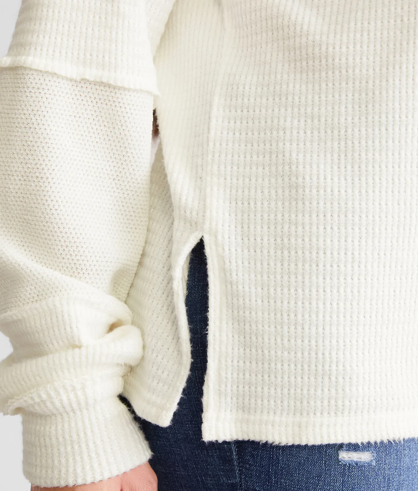 BKE Pieced Waffle Knit Top Apple Butter Outlet