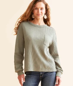 Tops | BKE Pieced Waffle Knit Top Vetiver