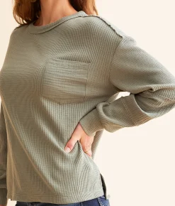 Tops | BKE Pieced Waffle Knit Top Vetiver