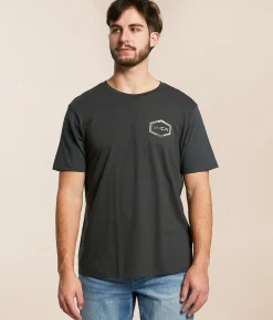 RVCA Pin Hex Reverse T-Shirt Pirate Black Discount