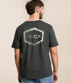 RVCA Pin Hex Reverse T-Shirt Pirate Black Discount