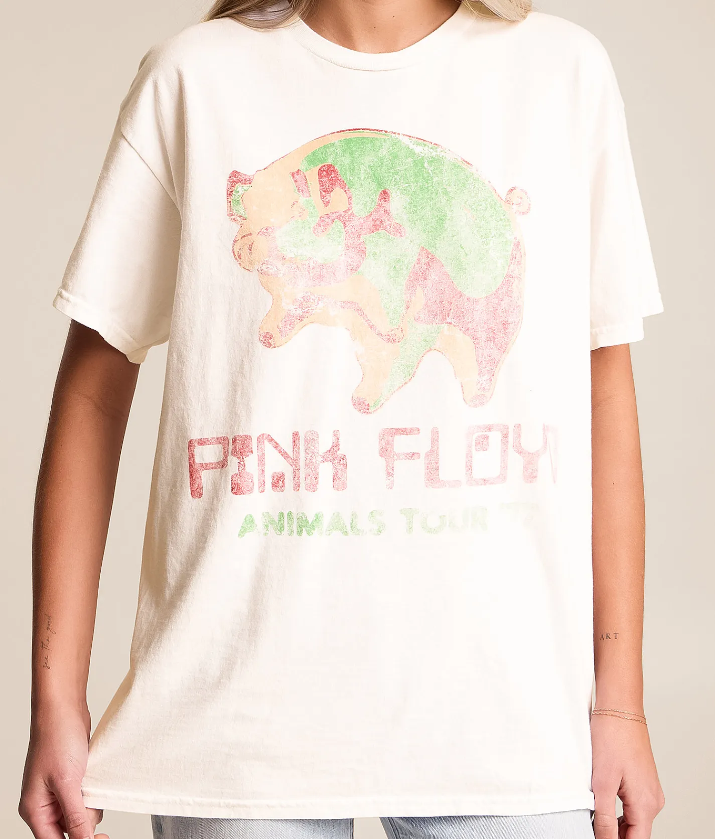 Merch Traffic Pink Floyd Animals Oversized Band T-Shirt White Sale