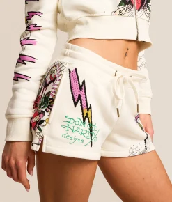 Bottoms|Shorts | Ed Hardy Pink Panther Rhinestone Short Ivory