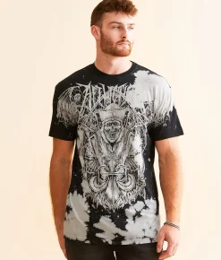 Graphic T-Shirts | Affliction Pinnacle Dust T-Shirt Black Bleach Wash