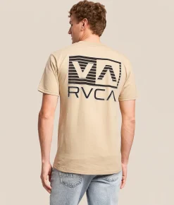Tops|Graphic T-Shirts | RVCA Pinstripe Balance Box T-Shirt Sand