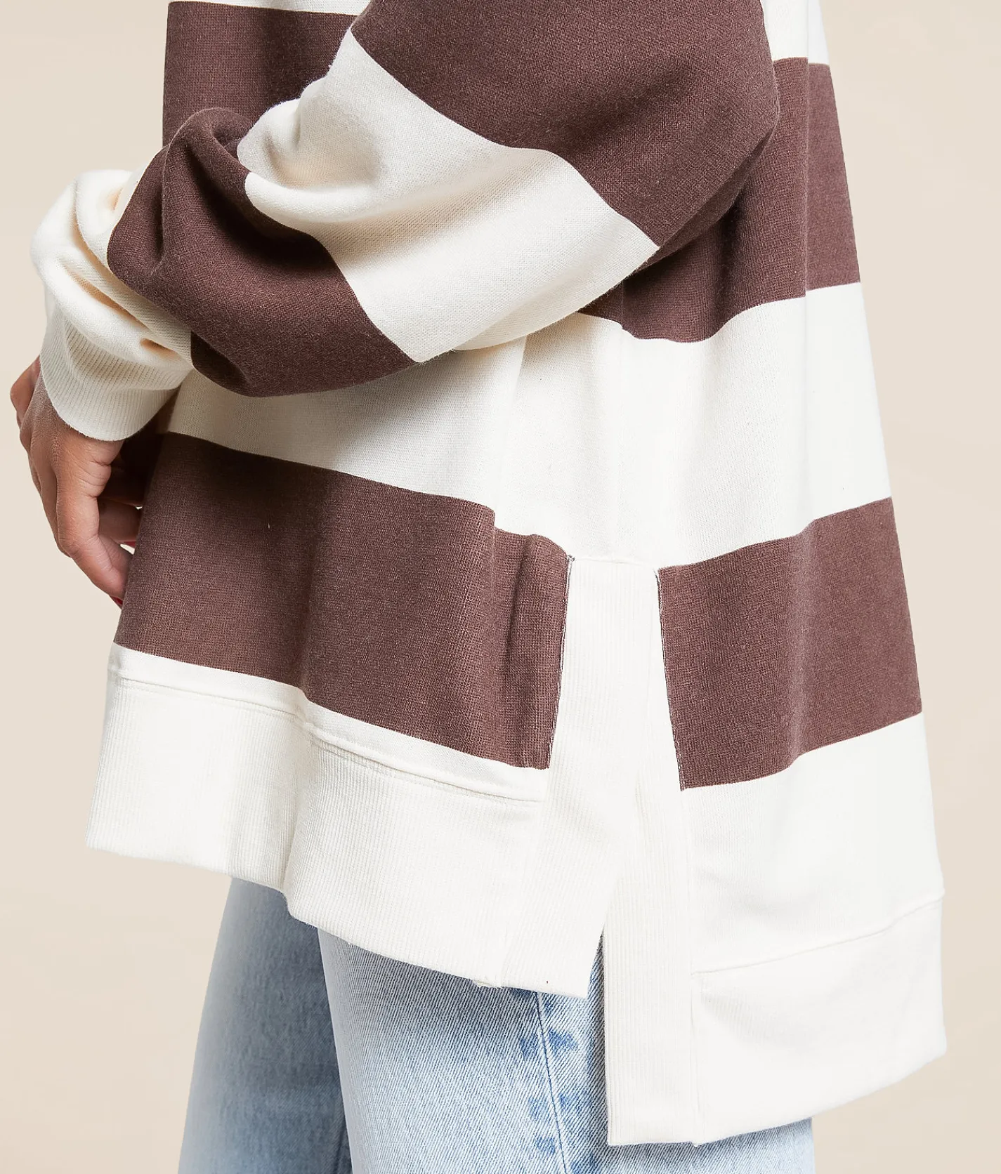 White Crow Piper Striped Pullover Sandalwood Outlet