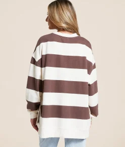 White Crow Piper Striped Pullover Sandalwood Outlet