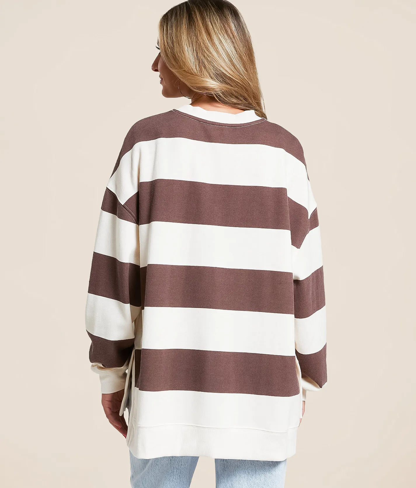 White Crow Piper Striped Pullover Sandalwood Outlet