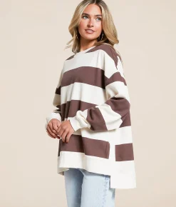 White Crow Piper Striped Pullover Sandalwood Outlet