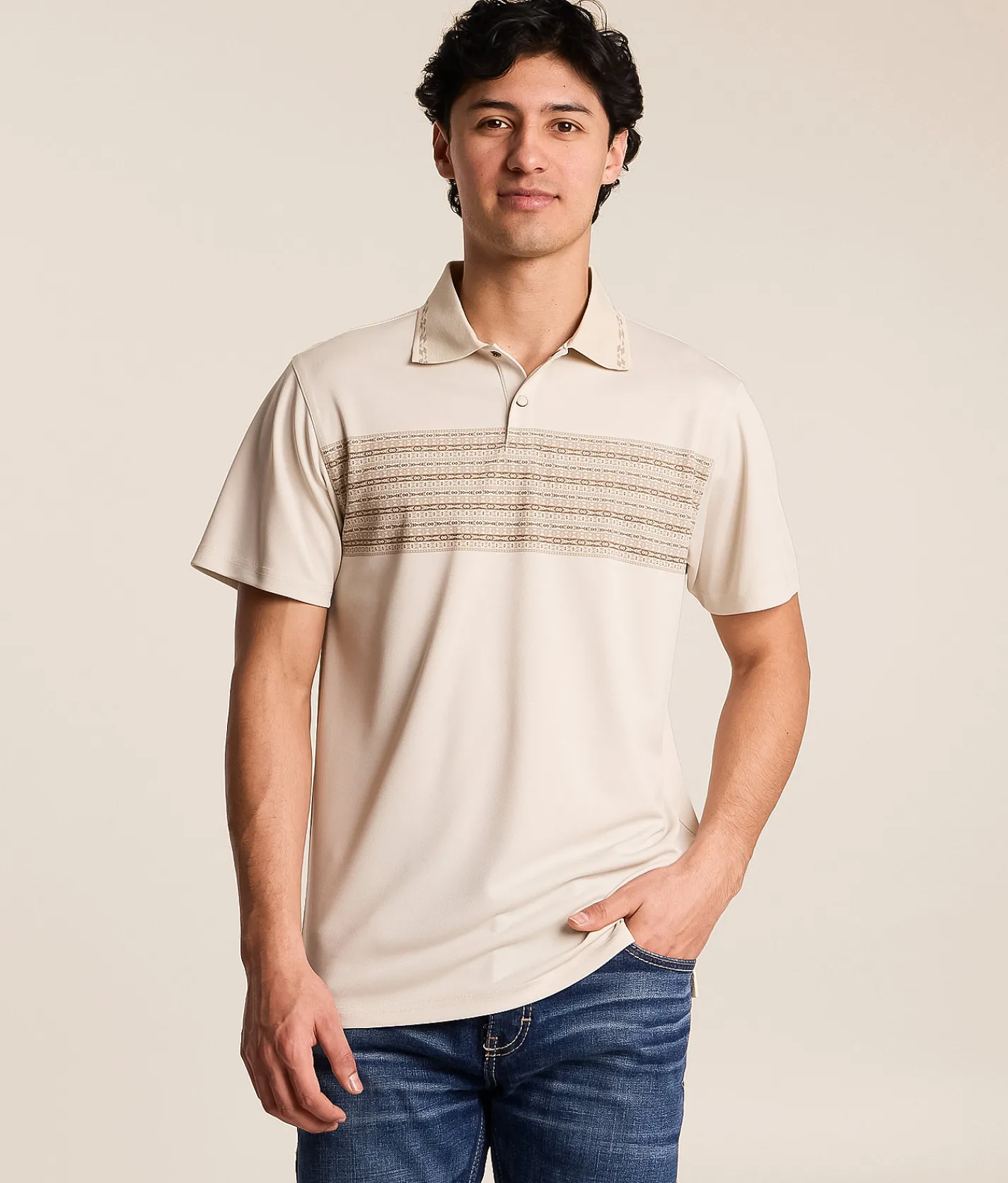 Tops | Gentry County Pique Polo Tan Brown