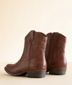 Coconuts Pistol Western Ankle Boot Cognac New