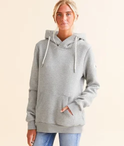 Tops | Wanakome Pixa Textured Hooded Sweatshirt Light Heather Grey