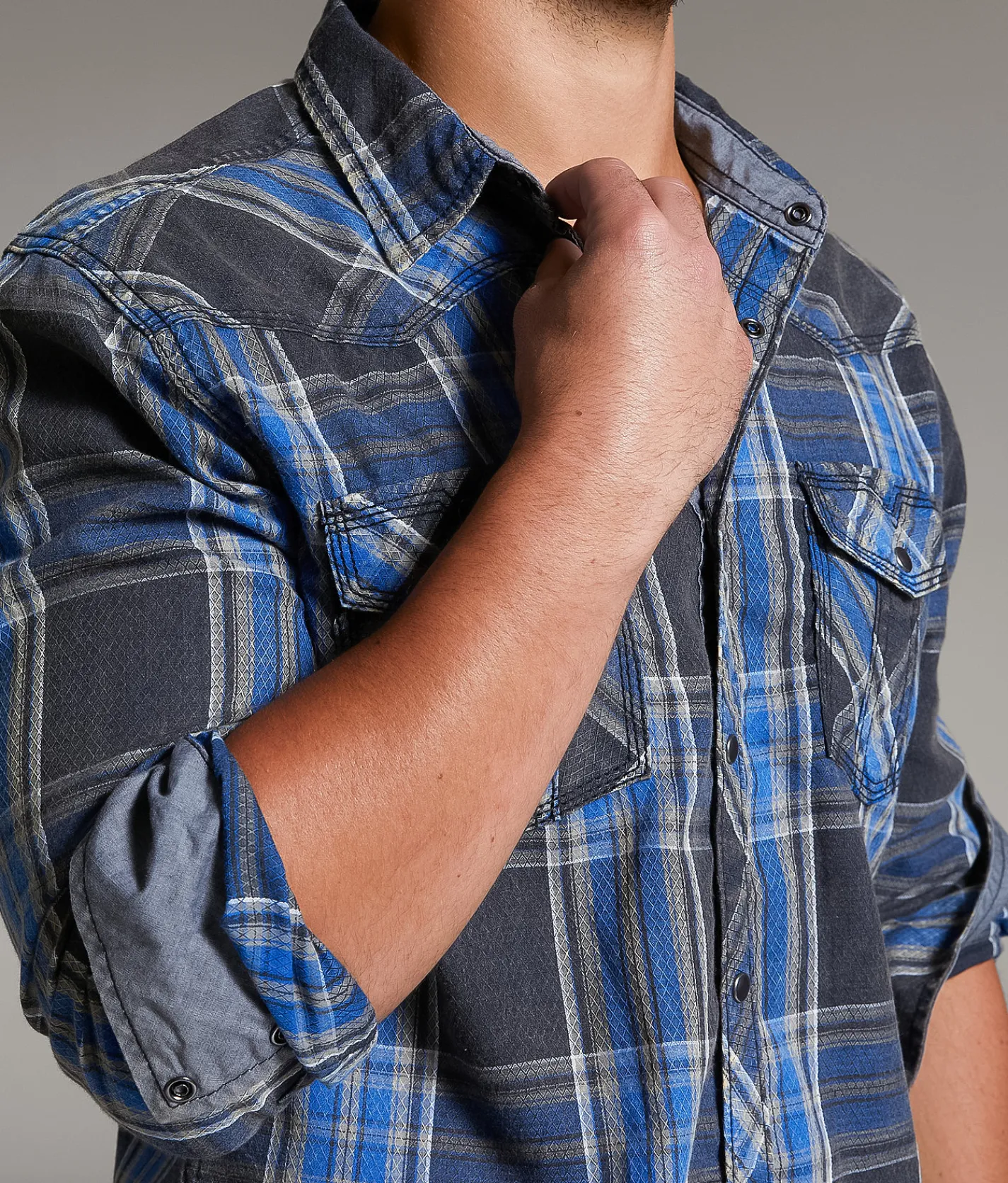 Tops | BKE Vintage Plaid Athletic Shirt Black Blue