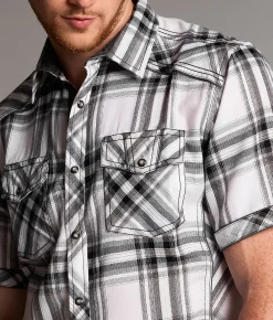 Tops | BKE Plaid Athletic Shirt White Grey Black