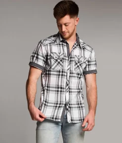 Tops | BKE Plaid Athletic Shirt White Grey Black