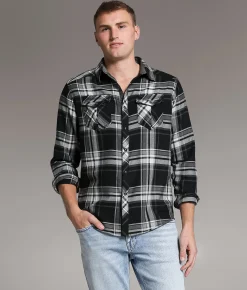 BKE Plaid Athletic Shirt Black Grey Sale