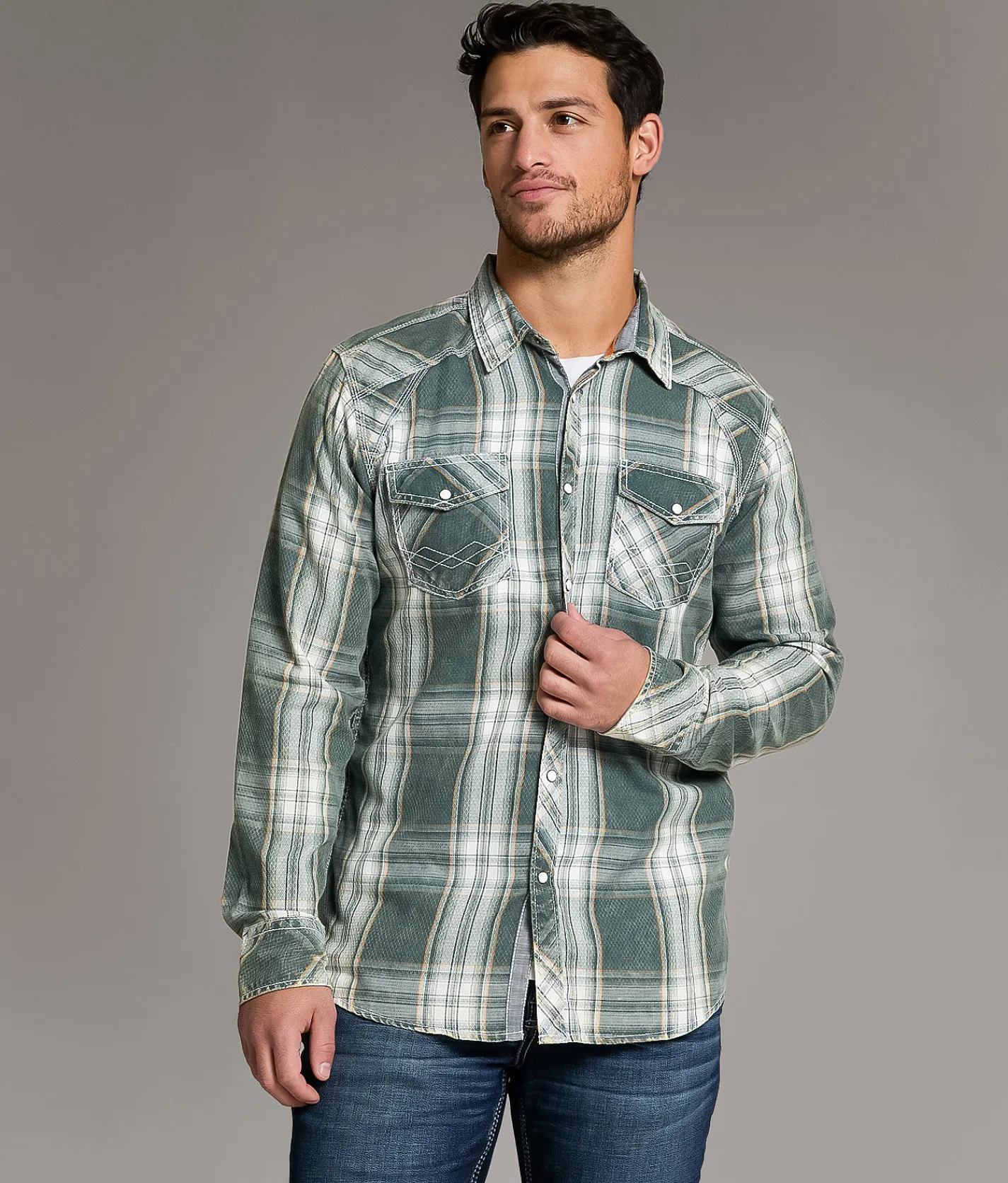 Tops | BKE Vintage Plaid Athletic Shirt Teal White