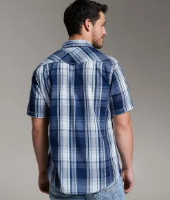 BKE Plaid Athletic Shirt Blue White Best