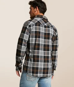 Reclaim Plaid Athletic Shirt Black White Tan New