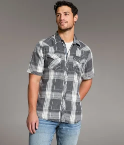 BKE Vintage Plaid Athletic Shirt Black Cream New