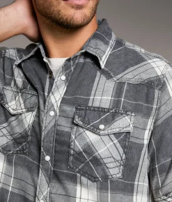 BKE Vintage Plaid Athletic Shirt Black Cream New