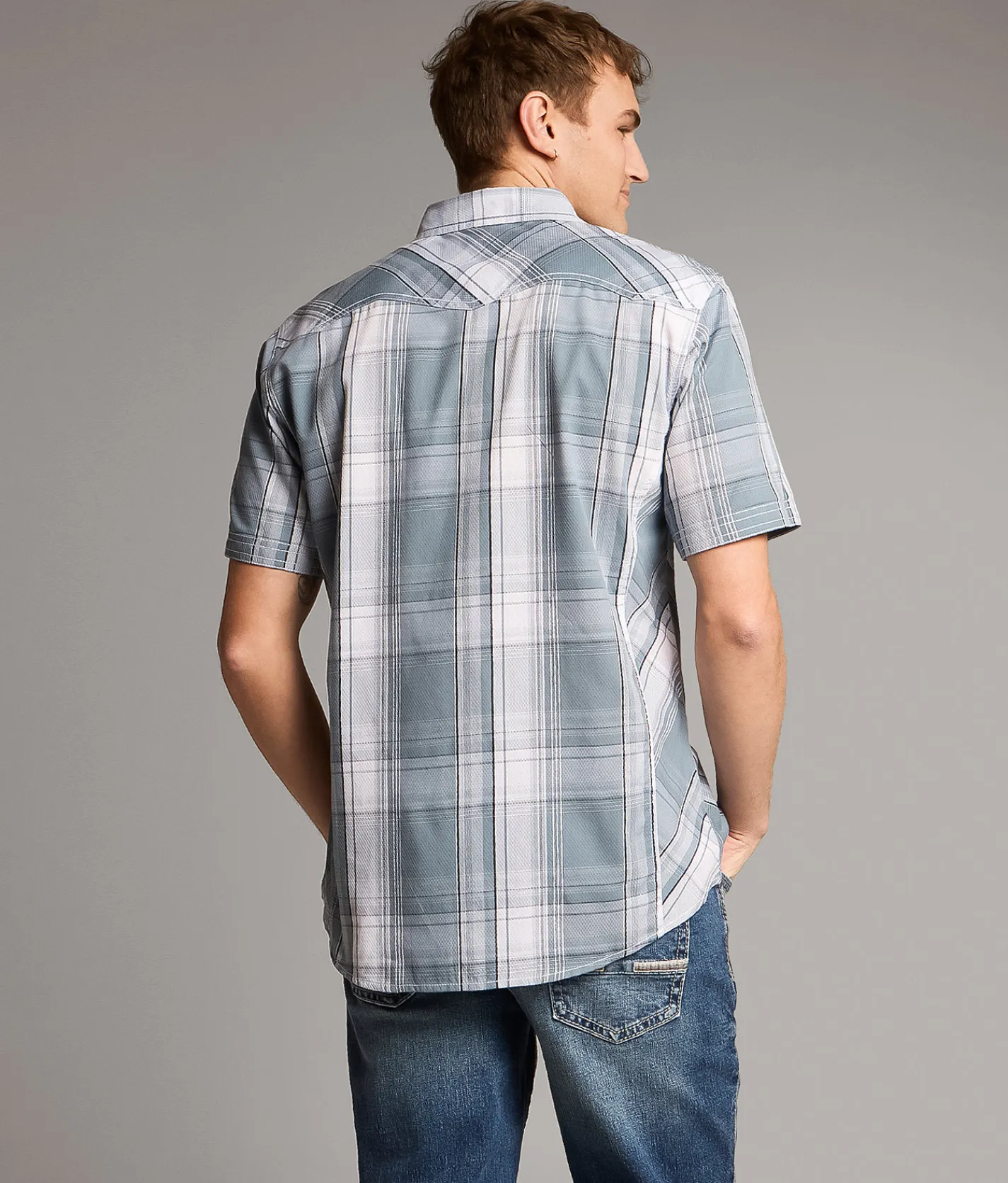 Tops | BKE Plaid Athletic Shirt White Blue