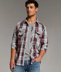 Tops | BKE Plaid Athletic Shirt Black White Red