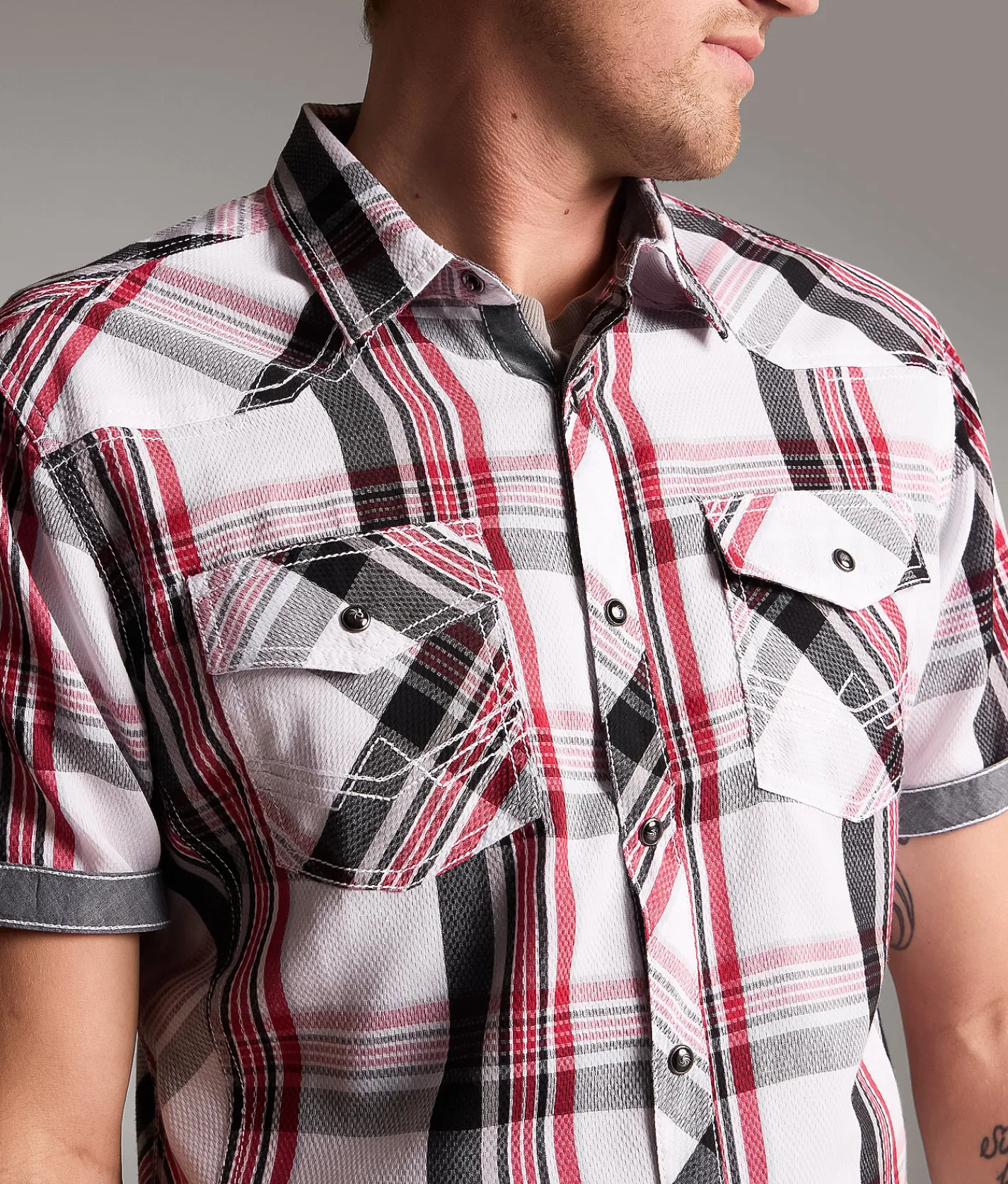 Tops | BKE Plaid Athletic Shirt White Black Red