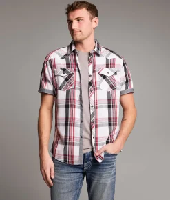 Tops | BKE Plaid Athletic Shirt White Black Red