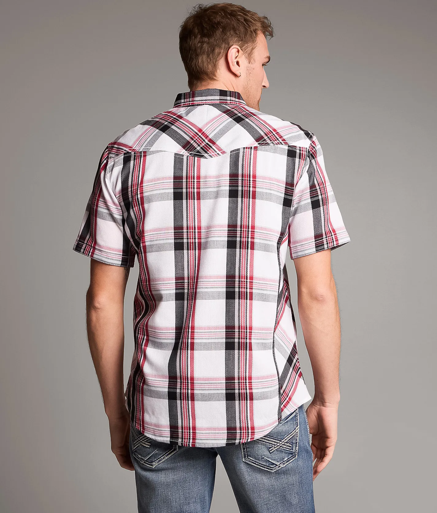 Tops | BKE Plaid Athletic Shirt White Black Red