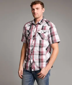 Tops | BKE Plaid Athletic Shirt White Black Red