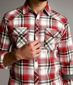Tops | BKE Plaid Athletic Shirt White Red