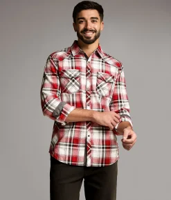 Tops | BKE Plaid Athletic Shirt White Red