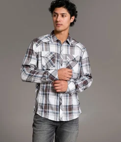 Tops | BKE Plaid Athletic Shirt White Brown Blue