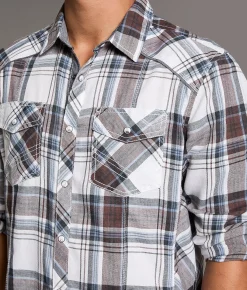 Tops | BKE Plaid Athletic Shirt White Brown Blue