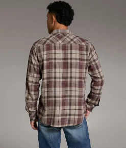 Tops | BKE Plaid Athletic Shirt Tan Burgundy