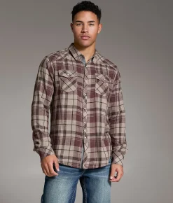 Tops | BKE Plaid Athletic Shirt Tan Burgundy