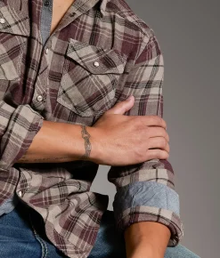 Tops | BKE Plaid Athletic Shirt Tan Burgundy