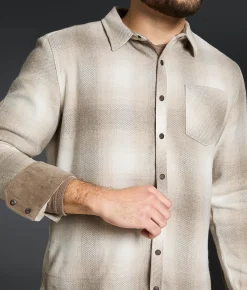 Tops | Outpost Makers Plaid Athletic Shirt Brown Cream