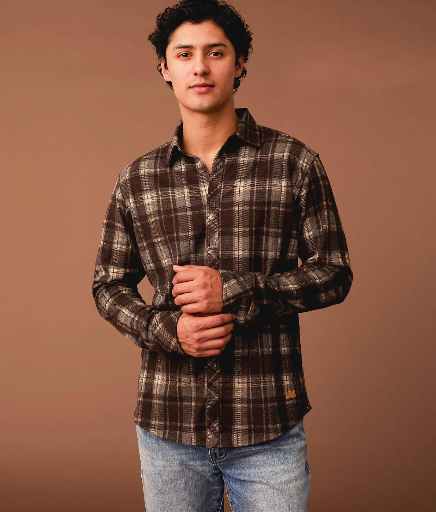 Outpost Makers Plaid Athletic Shirt Java Outlet