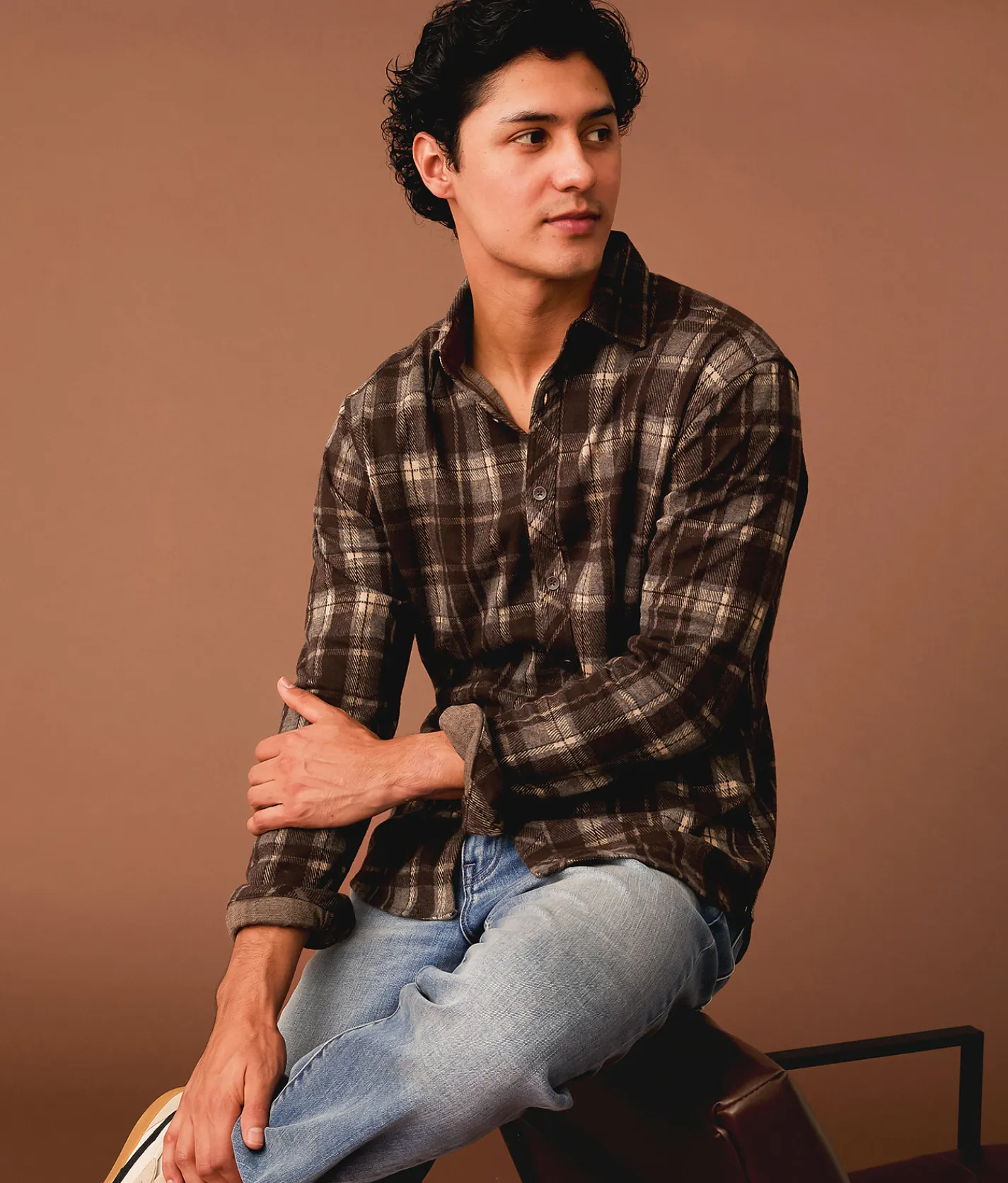 Outpost Makers Plaid Athletic Shirt Java Outlet