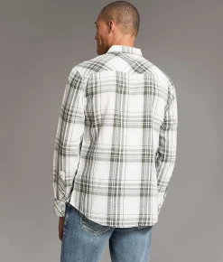 BKE Plaid Athletic Shirt White Olive New