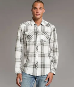 BKE Plaid Athletic Shirt White Olive New
