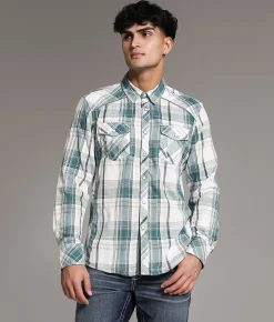 Tops | BKE Plaid Athletic Shirt White Teal