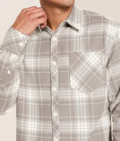 Tops | Departwest Plaid Athletic Shirt Off White Grey
