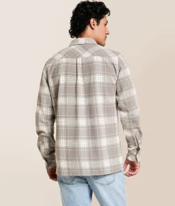Tops | Departwest Plaid Athletic Shirt Off White Grey