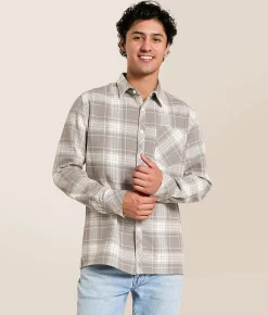 Tops | Departwest Plaid Athletic Shirt Off White Grey