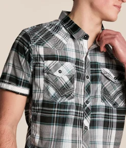 Tops | Buckle Black Plaid Athletic Stretch Shirt White Black Blue